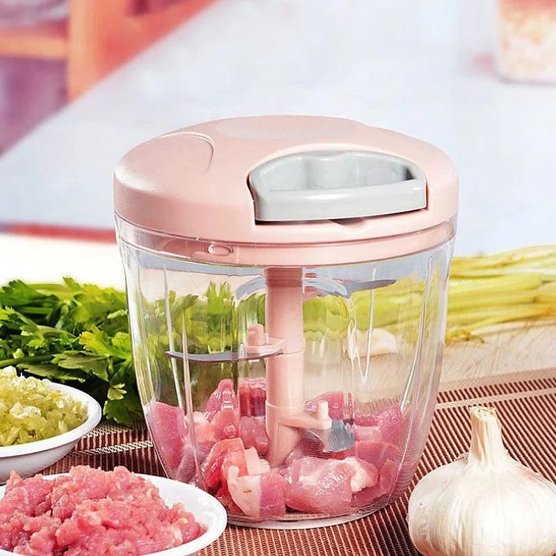 Tuzwa Manual Meat Mincer & Garlic Chopper | Hand Crank Food Processor with Easy Rotate Handle for Meat, Garlic, Vegetables & Nuts