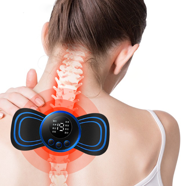 Electric EMS Neck Massager, Neck Pain Reliever with Hydrogel Patches, Portable TENS Unit, EMS Muscle Stimulator