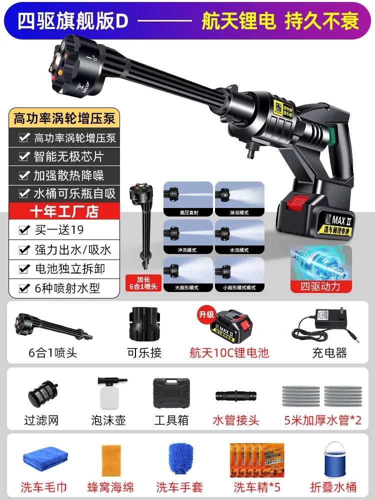 Tuzwa Cordless Pressure Washer – Rechargeable Battery Powered Portable Car Washer for Vehicle & Outdoor Cleaning