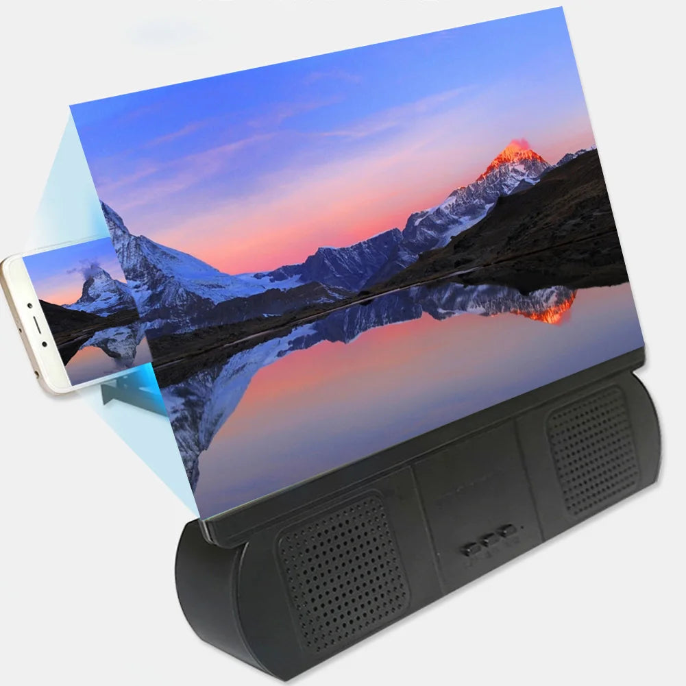 Tuzwa 10-Inch 3D Phone Screen Magnifier with Bluetooth Speaker – Portable Smartphone Screen Amplifier for iPhone & Android, Movies & Videos