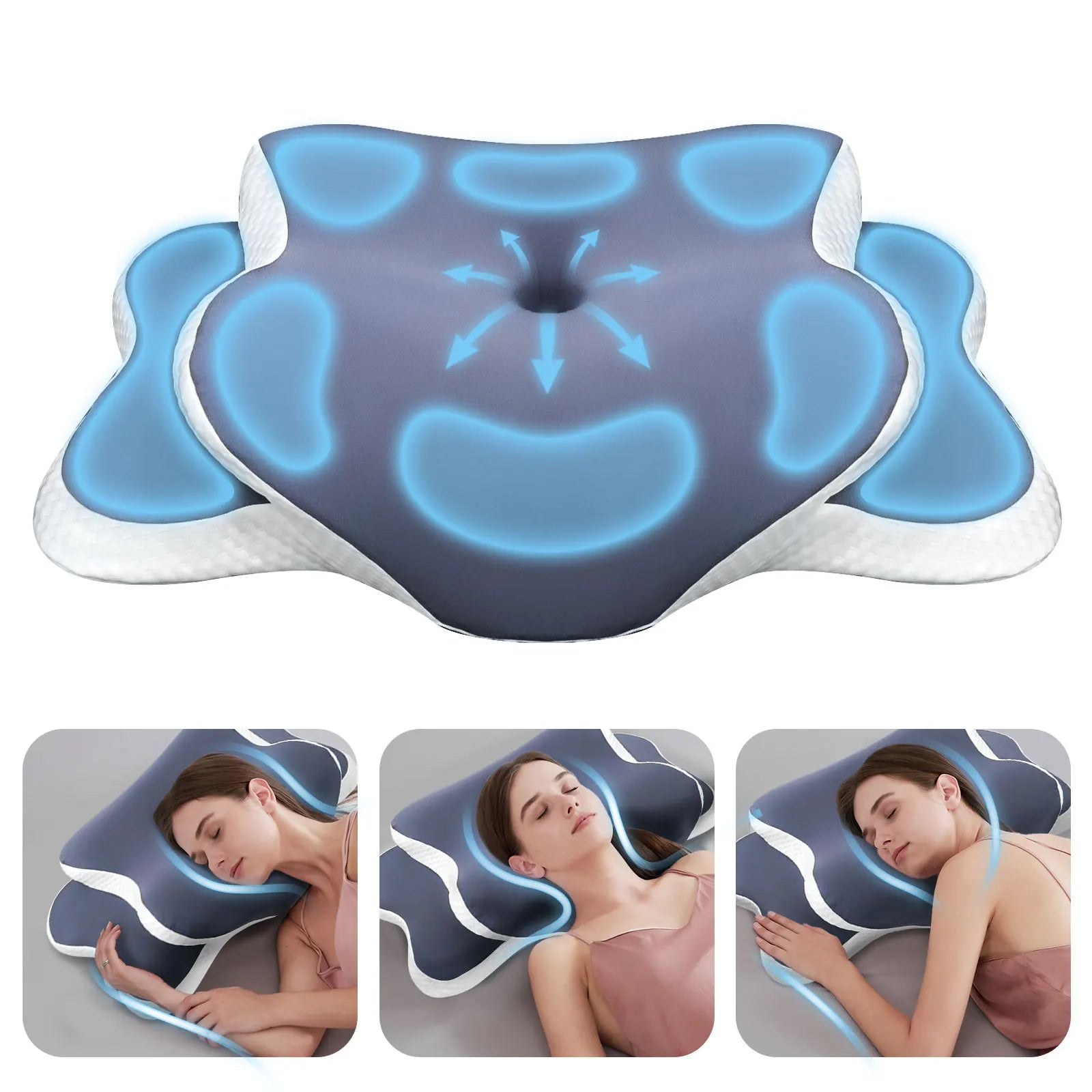 Tuzwa Cervical Memory Foam Pillow – Contoured Ergonomic Neck Support Pillow for Side & Back Sleepers