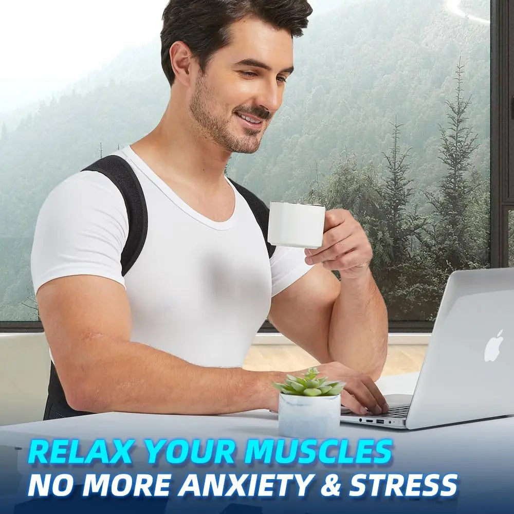 Tuzwa Posture Corrector Back Brace for Men & Women – Adjustable Breathable Full Back Support with Ergonomic Straps