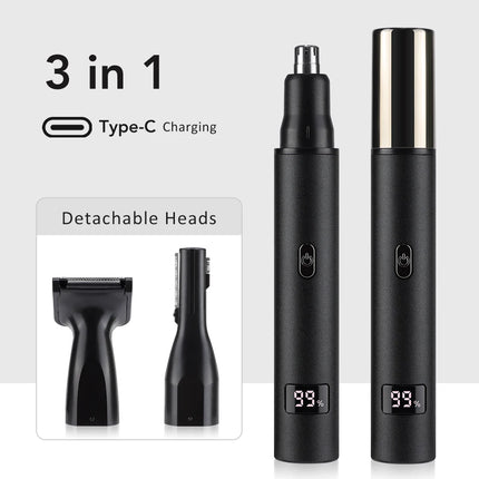 Tuzwa 3-in-1 Nose Hair Trimmer – Rechargeable Waterproof Grooming Trimmer for Men & Women, Compact ABS Design