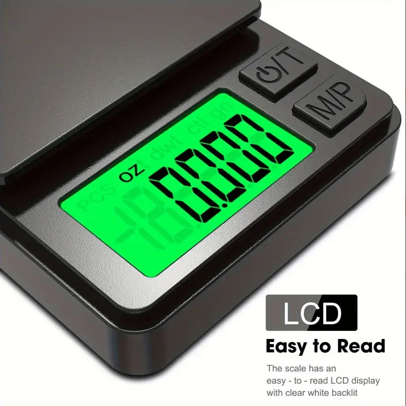 Tuzwa Precision Pocket Scale 1000g x 0.1g | Digital Gram Scale with Backlit LCD for Jewelry, Food, Coffee, Herbs & Travel