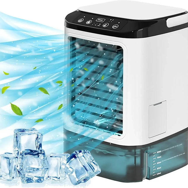 Tuzwa Portable Air Cooler with Dual Spray & LED Light – Compact Personal Cooling Fan for Bedroom, Desk, Home & Office