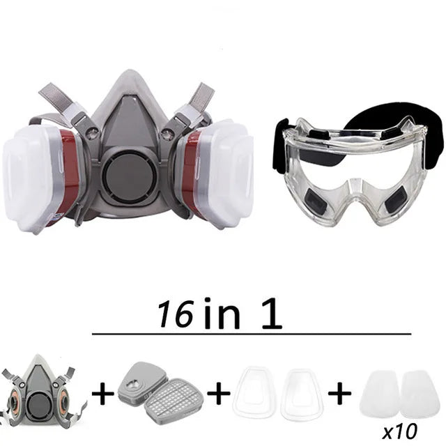 Tuzwa Half Face Respirator Mask with Replaceable Filters – Reusable Chemical & Painting Respirator with Adjustable Straps for Industrial Work