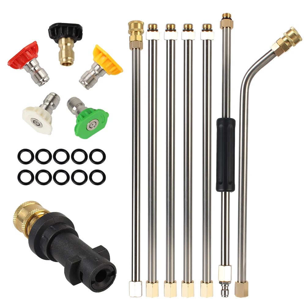 Tuzwa Pressure Washer Gutter Cleaning Wand – Extension Wand with 5 Nozzle Tips for High-Reach Gutter & Exterior Cleaning