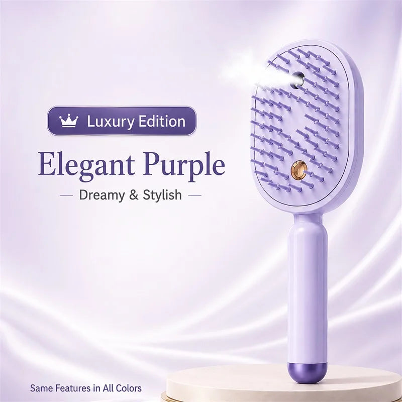 Tuzwa Cordless Electric Hair Straightener Brush – Fast Heating Steam Styling Brush with Anti-Scald Design & Wireless Charging