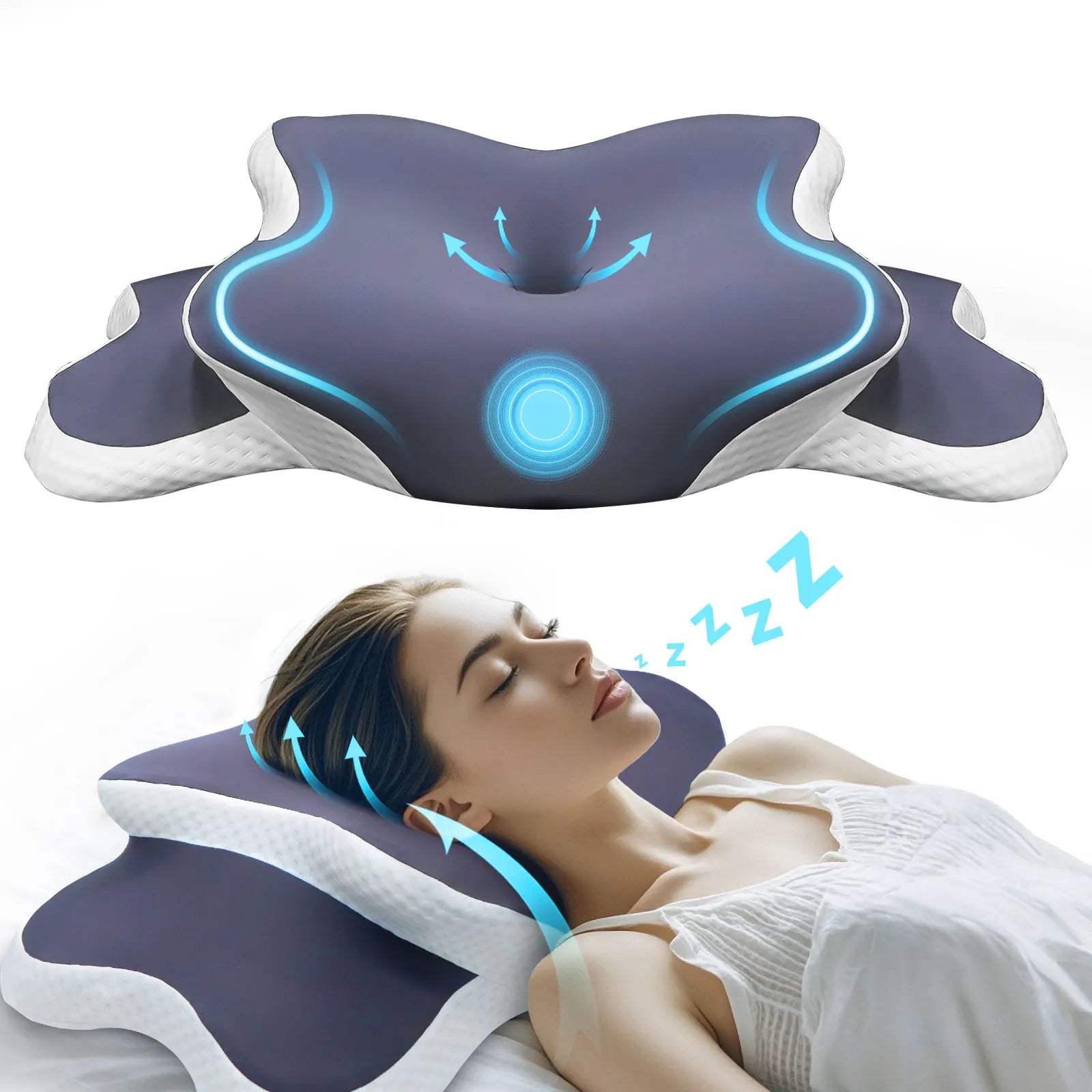 Tuzwa Cervical Memory Foam Pillow – Contoured Ergonomic Neck Support Pillow for Side & Back Sleepers