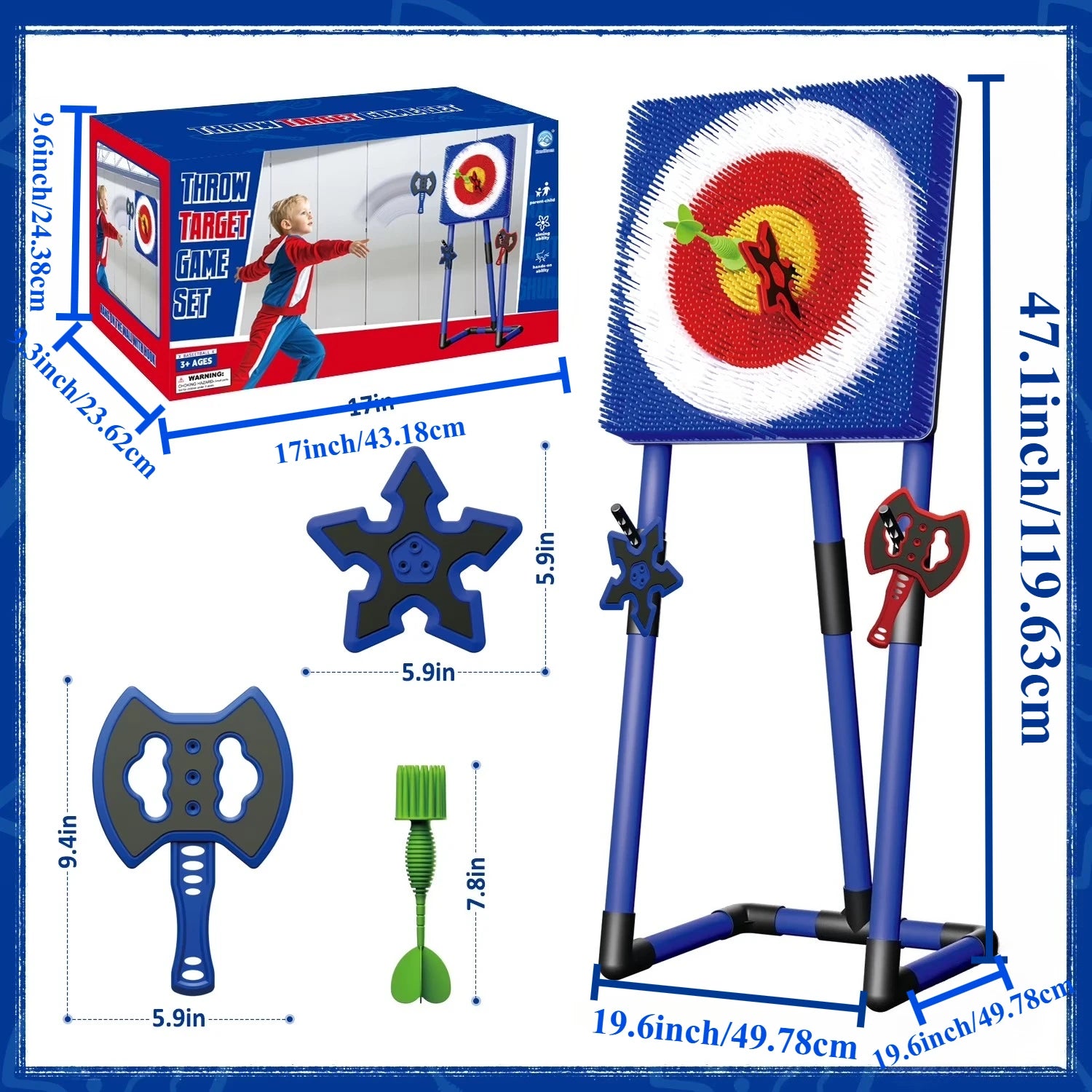 Tuzwa Axe Throwing Target Game Set – Bristle Board with Plastic Throwing Axes for Indoor Outdoor Backyard & Yard Games, Ages 14+