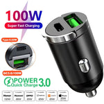 Tuzwa Mini USB-C Car Charger with QC3.0 & PD Fast Charging – Compact Alloy Type-C Vehicle Charging Adapter for Phones & Devices