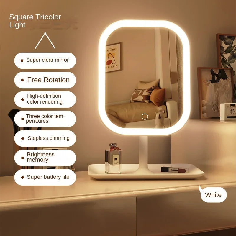 Tuzwa LED Makeup Mirror with 3 Color Lights & Touch Control – Portable Oval Lighted Vanity Mirror for Makeup & Grooming