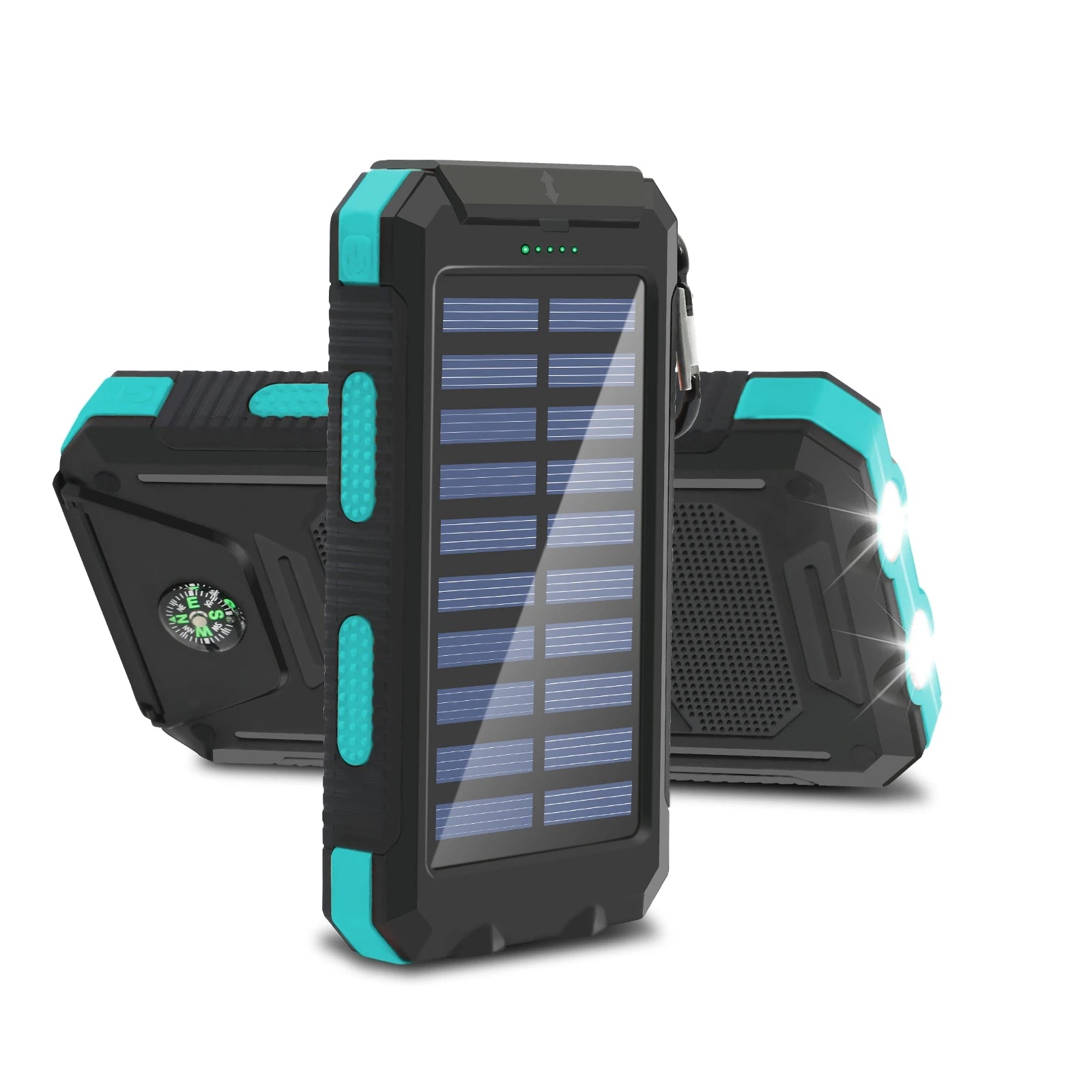 Tuzwa 20000mAh Solar Power Bank – Fast Charging Portable Charger with Built-In Cables, Digital Display & LED Light for Travel & Outdoor Use