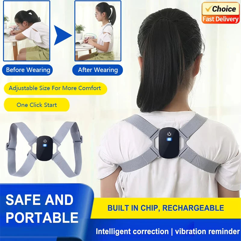 Tuzwa Smart Posture Corrector with Vibration Reminder – Rechargeable Electronic Back Posture Trainer for Men & Women