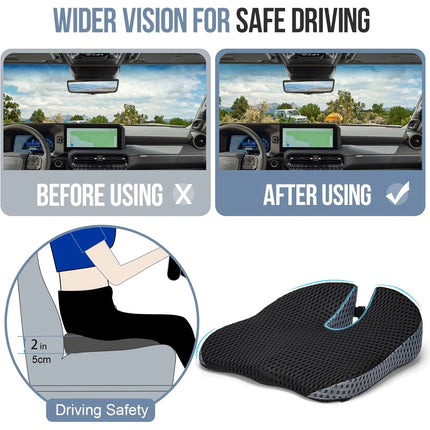 Tuzwa Memory Foam Car Wedge Seat Cushion – Ergonomic Driver Height Booster with Adjustable Straps for Comfortable Vehicle Seating