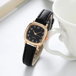 Tuzwa Women’s Quartz Watch – Elegant Leather Strap Analog Wristwatch with Arabic Numerals, 23mm Dial for Everyday & Dress Wear