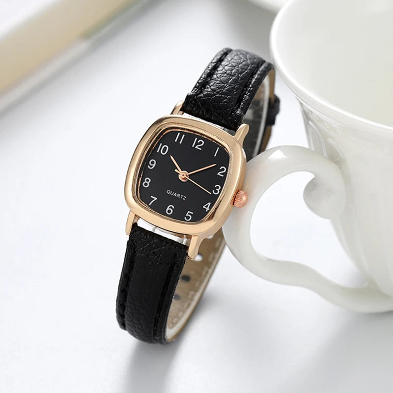 Tuzwa Women’s Quartz Watch – Elegant Leather Strap Analog Wristwatch with Arabic Numerals, 23mm Dial for Everyday & Dress Wear