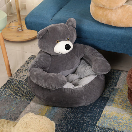 Dog Bed Bear Shaped Winter Plush, Warm Cozy Cat Bed