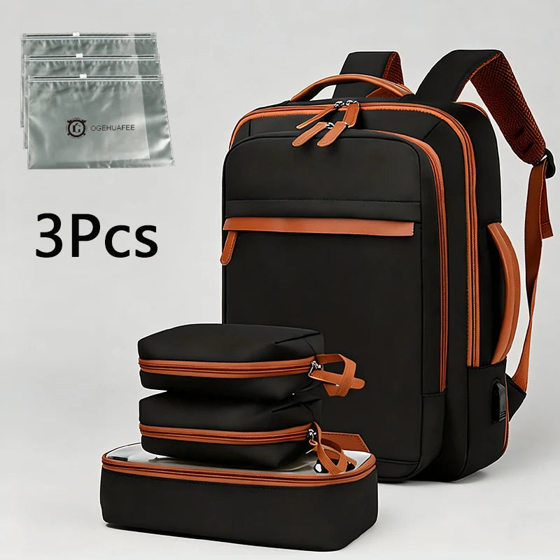 Tuzwa Expandable Laptop Backpack with Dry & Wet Separation – 20-35L Lightweight Nylon Travel Backpack with Rain Cover for Work & Commuting