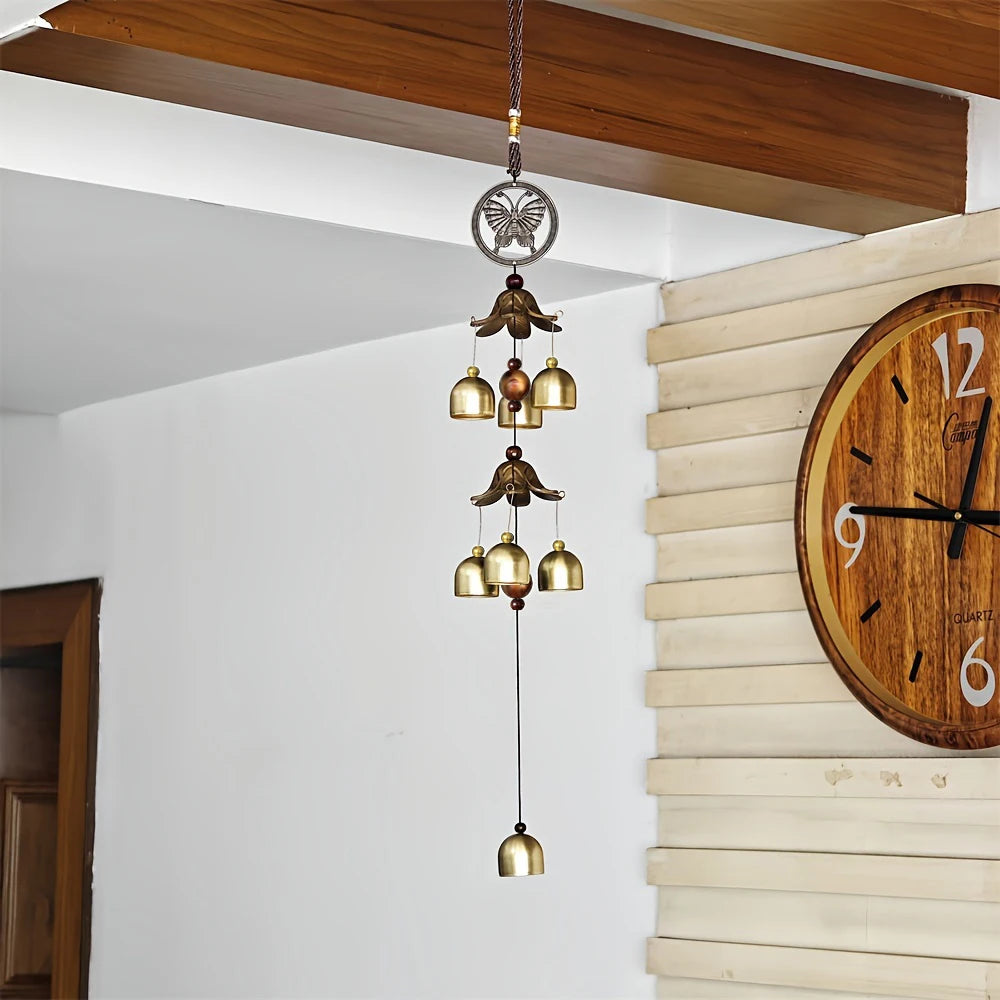 Tuzwa Brass Double Bell Wind Chime – Decorative Metal Hanging Bells for Home, Garden, Patio, Porch & Outdoor Decor