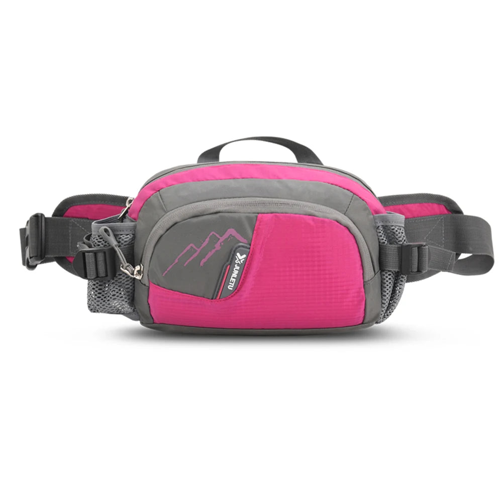 Tuzwa Running Fanny Pack with Water Bottle Holder – Water-Resistant Nylon Waist Bag with Multiple Pockets & Adjustable Strap for Hiking & Travel