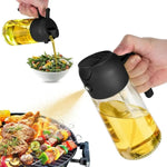 Tuzwa 2-in-1 Glass Oil Sprayer & Dispenser – 470ml Refillable Cooking Oil Bottle for Kitchen, Salad, BBQ & Baking