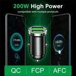 Tuzwa 200W Dual-Port USB Car Charger – Fast Charging Adapter for Phones & Devices, Compact Vehicle Charging Adapter, Black