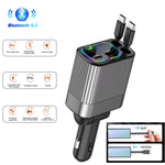 Tuzwa 4-in-1 Bluetooth FM Transmitter & Car Charger – PD USB-C Fast Charging Vehicle Adapter for Music, Calls & Device Charging