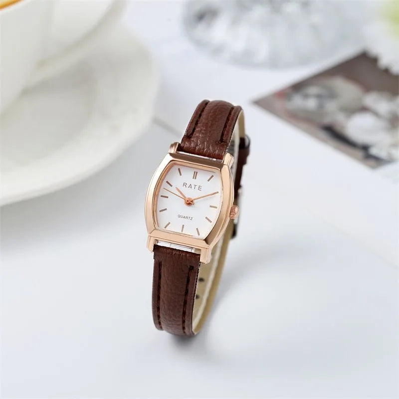 Tuzwa Women’s Quartz Watch – Elegant Leather Strap Analog Wristwatch with Arabic Numerals, 23mm Dial for Everyday & Dress Wear