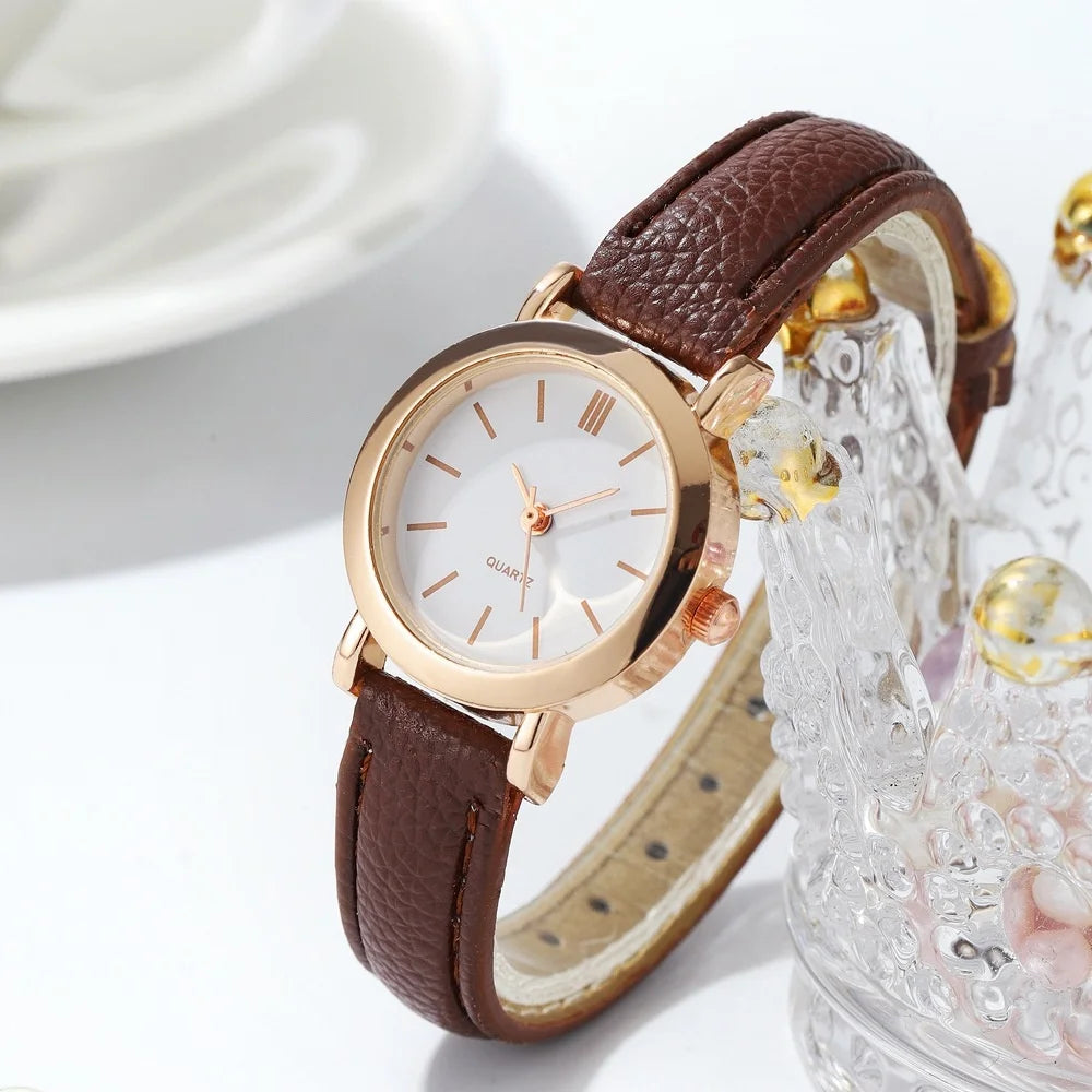 Tuzwa Women’s Quartz Watch – Elegant Leather Strap Analog Wristwatch with Arabic Numerals, 23mm Dial for Everyday & Dress Wear