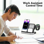 Tuzwa 3-in-1 Wireless Charging Station with LED Alarm Clock – Fast Phone, Smart Watch & Earbuds Charger with Cooling Fan