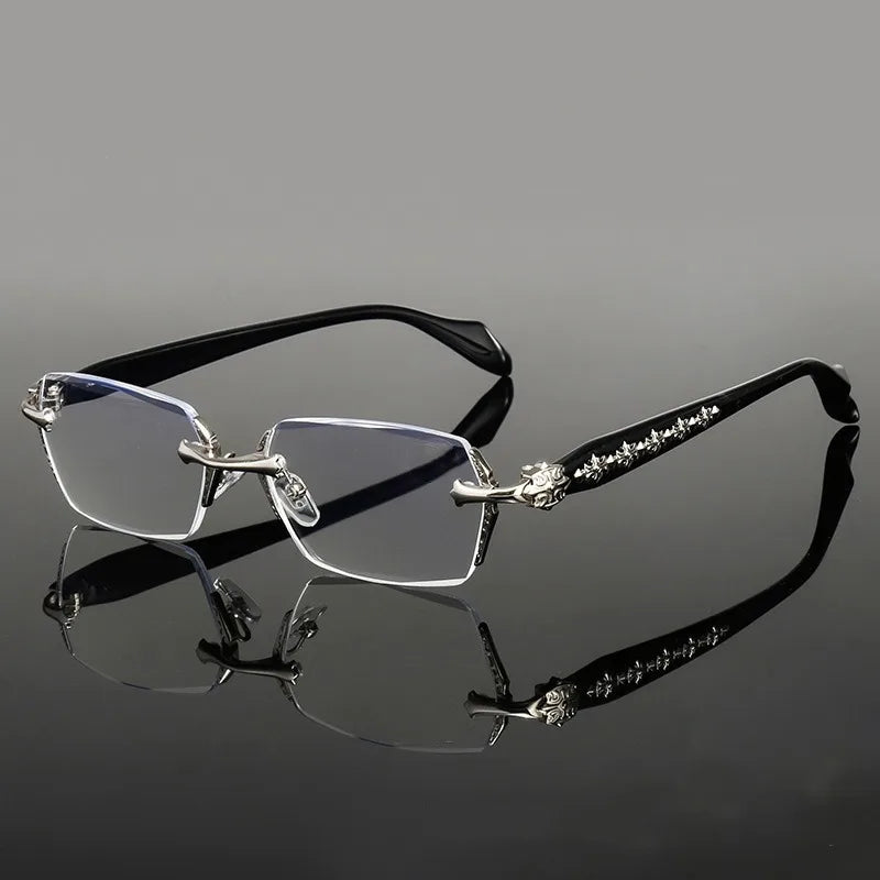 Tuzwa Frameless Blue Light Blocking Glasses – Lightweight Alloy Rectangle Computer Glasses for Work, Gaming & Screen Use