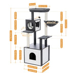 Tuzwa 5-Tier Cat Tree Tower | Multi-Level Wood Cat Condo with Scratching Posts & Cozy Resting Areas for Indoor Cats