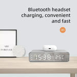 Tuzwa Smart Wireless Charging Station with LED Alarm Clock & Thermometer – Fast Charging Dock for Compatible iPhone & Samsung Phones