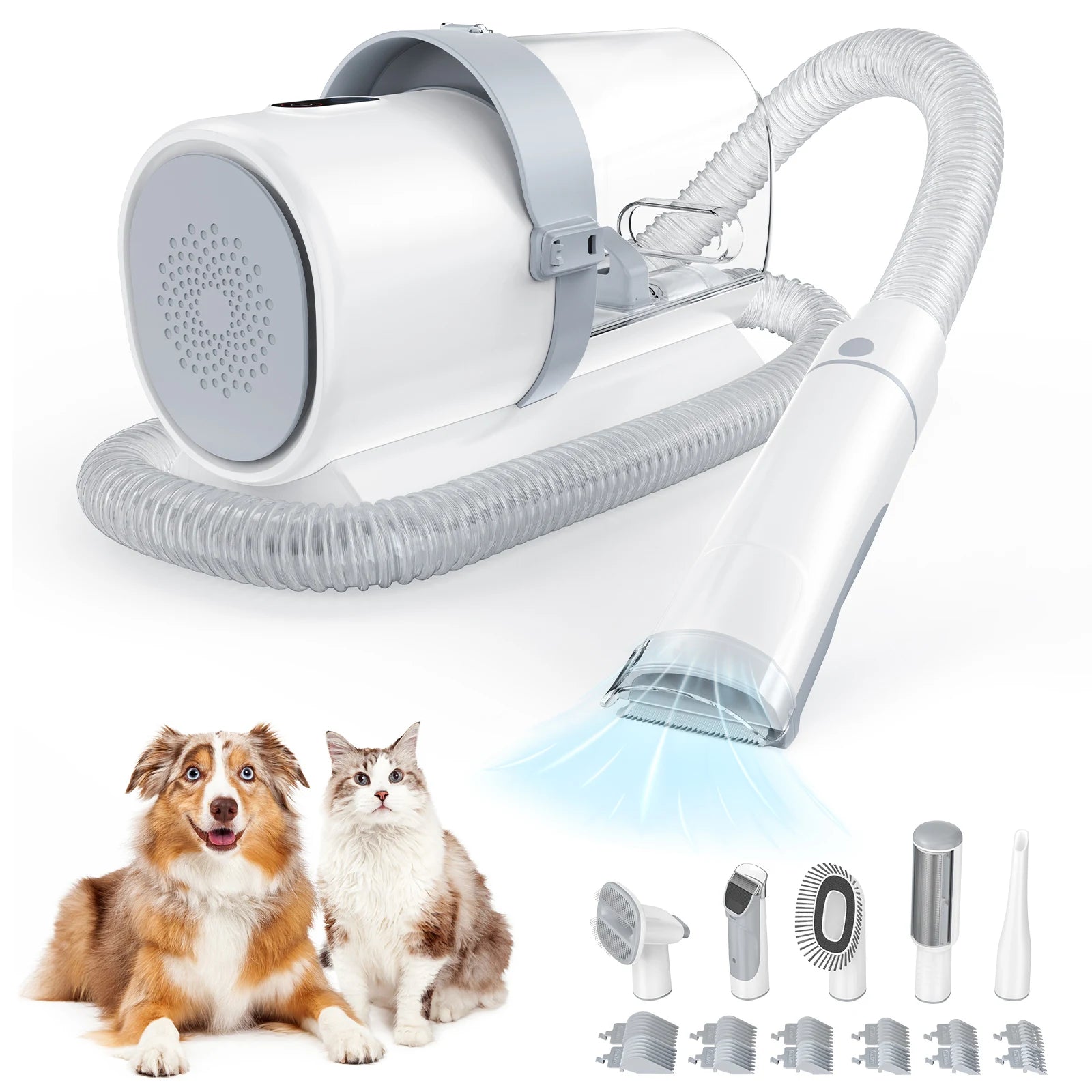 Tuzwa Professional Pet Grooming Vacuum Kit | 2.5L Large Capacity Dog & Cat Grooming Vacuum with 5 Grooming Tools, 3 Suction Modes & Quiet Clippers