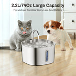 Tuzwa 2.2L Stainless Steel Cat Water Fountain | Automatic Pet Drinking Fountain for Fresh Everyday Hydration