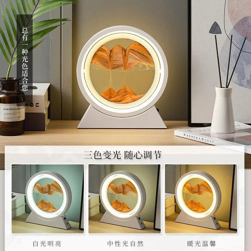 Tuzwa LED Moving Sand Art Table Lamp with 3D Sandscape – Relaxing Night Light & Decorative Desk Lamp for Bedroom, Office & Home