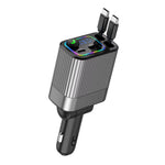 Tuzwa 4-in-1 Bluetooth FM Transmitter & Car Charger – PD USB-C Fast Charging Vehicle Adapter for Music, Calls & Device Charging