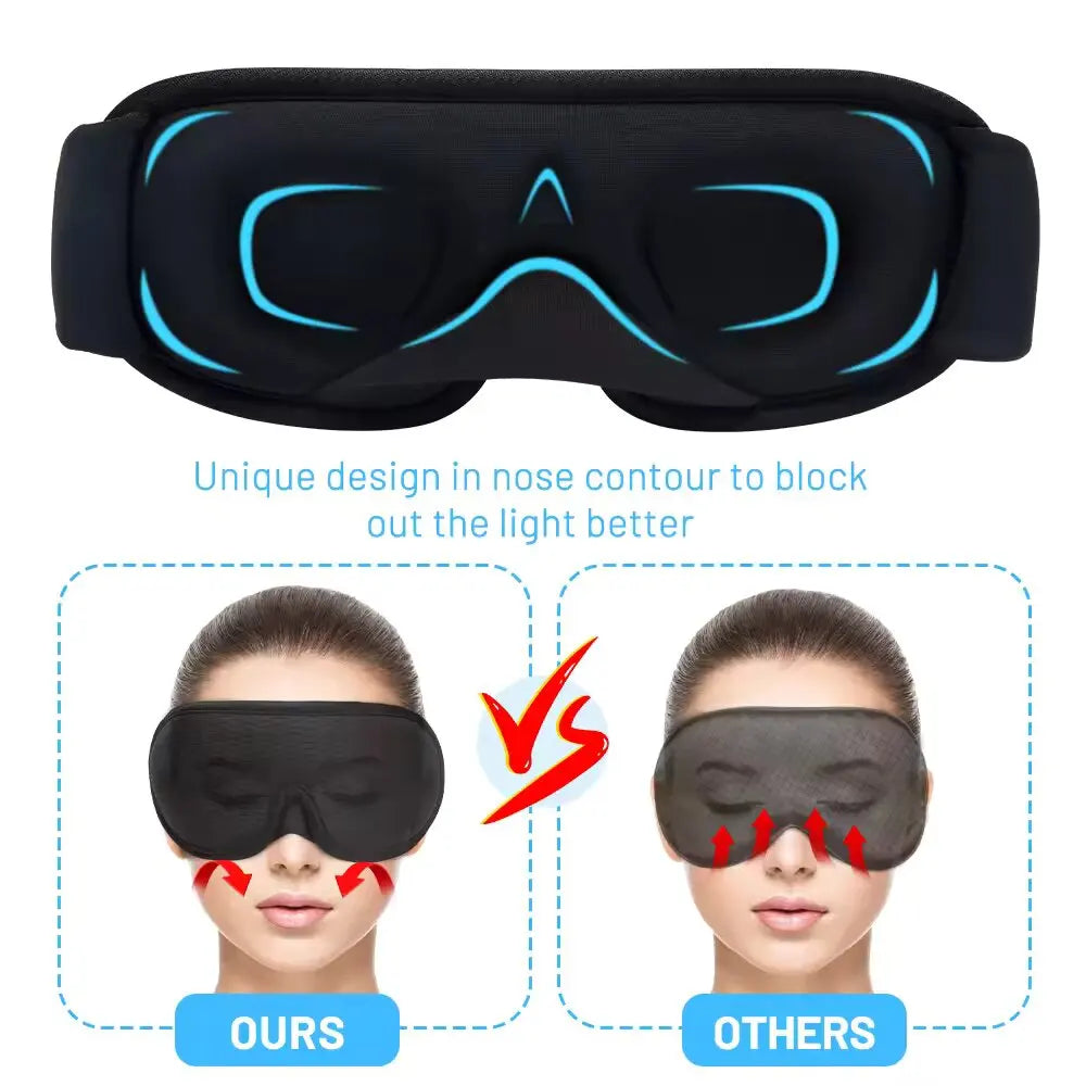 Tuzwa 3D Padded Sleep Eye Mask – Light Blocking Contoured Sleeping Mask, Soft Blindfold with Comfortable Eye Cups for Travel & Rest