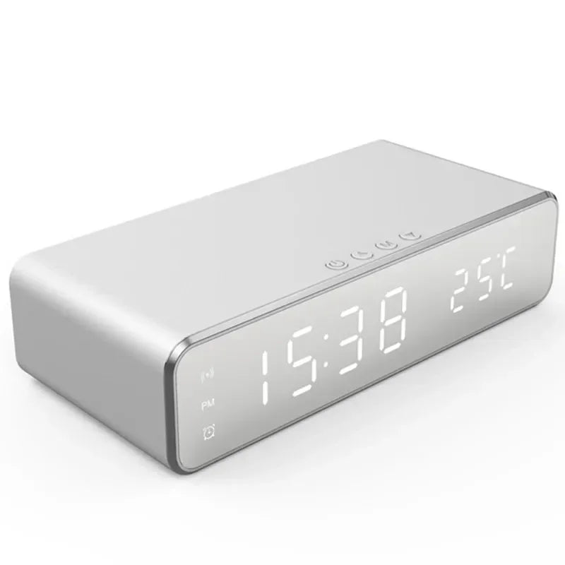 Tuzwa Smart Wireless Charging Station with LED Alarm Clock & Thermometer – Fast Charging Dock for Compatible iPhone & Samsung Phones