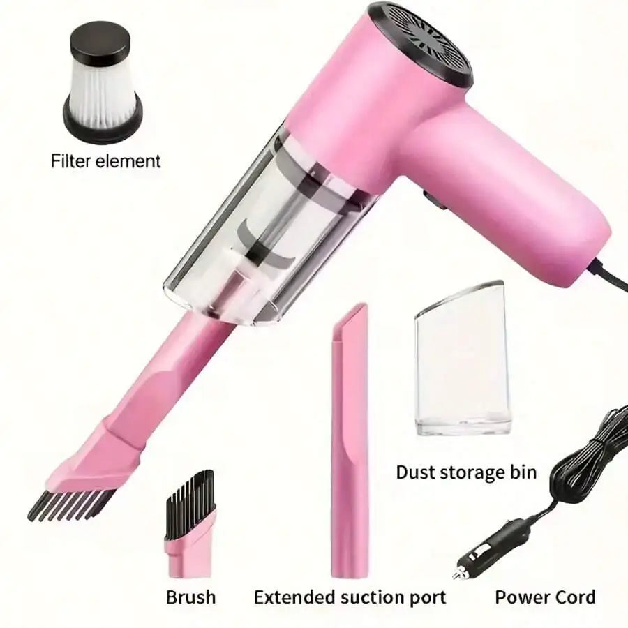 Tuzwa 12V Handheld Car Vacuum Cleaner – Powerful Suction Portable Auto Vacuum with LED Light, Washable Filter & Quiet Operation