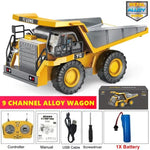 Tuzwa 4WD RC Excavator & Dump Truck – Alloy Remote Control Construction Vehicles with Lights, Sounds & Rechargeable Lithium Battery