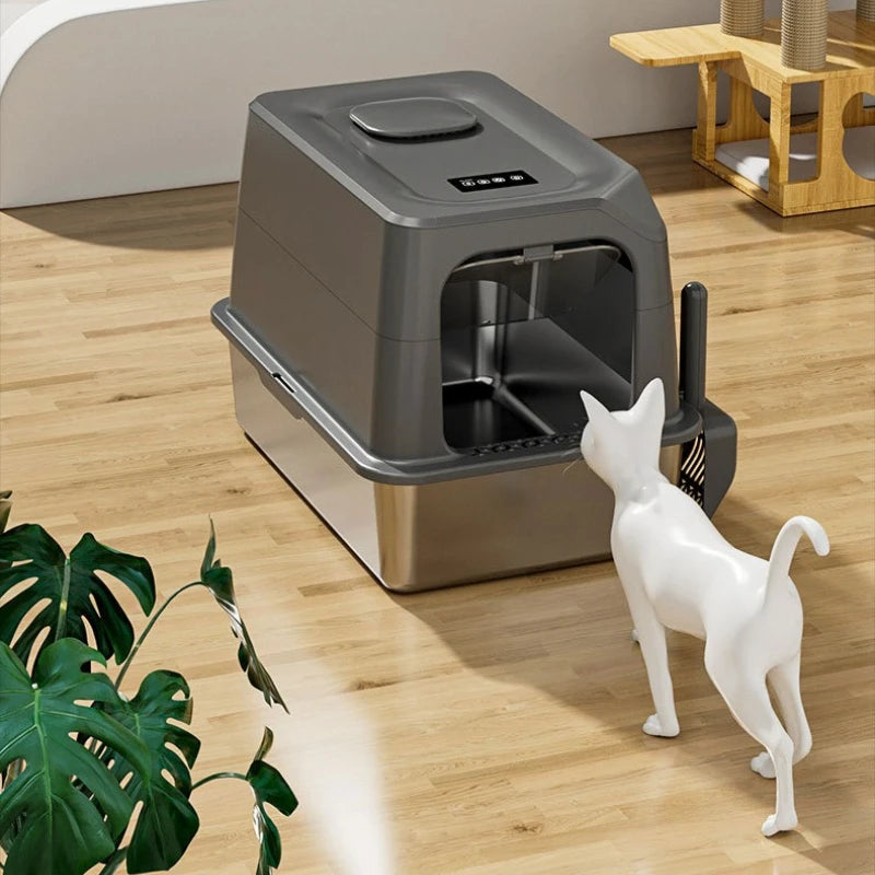 Tuzwa Automatic Self-Cleaning Cat Litter Box | Quiet Smart Cat Toilet with Deodorizer & Rechargeable Design