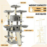 Tuzwa Large 4-Tier Cat Tree Tower | Multi-Level Cat Condo with 2 Houses, 3 Perches & Climbing Platforms for Indoor Cats