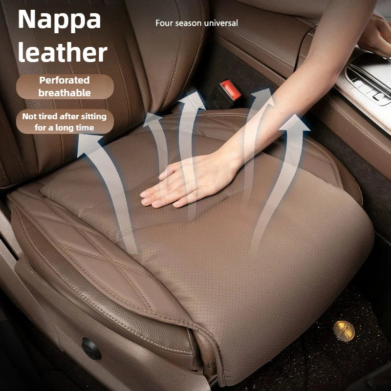 Tuzwa Nappa Leather Car Seat Cushion – Breathable Ventilated Seat Cover Pad for All-Season Driving Comfort