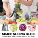 Tuzwa 3-in-1 Rotary Cheese Grater & Vegetable Slicer | Manual Food Processor with Interchangeable Stainless Steel Drums | Kitchen Shredder for Cheese, Vegetables & Nuts