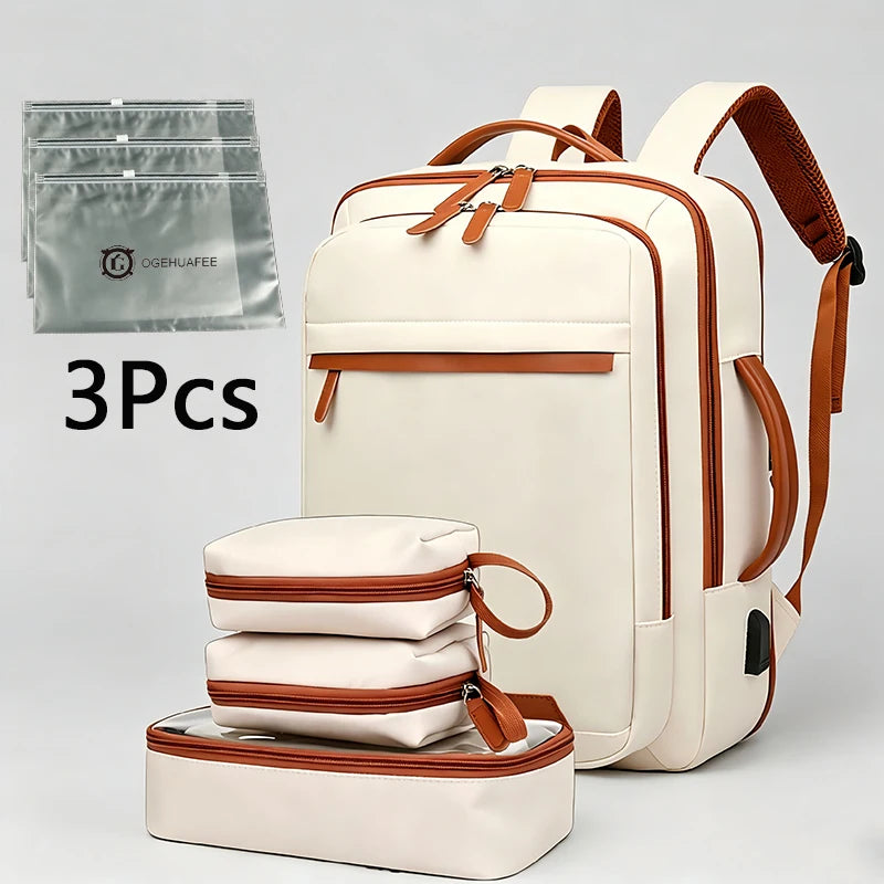 Tuzwa Expandable Laptop Backpack with Dry & Wet Separation – 20-35L Lightweight Nylon Travel Backpack with Rain Cover for Work & Commuting
