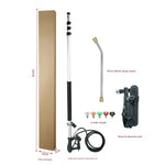 Tuzwa Telescoping Pressure Washer Extension Wand – Gutter Cleaning Pole with 3 Curved Wands & 7 Nozzle Tips, Metal High-Reach Attachment
