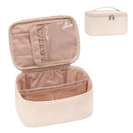 Tuzwa Large Capacity Travel Makeup Bag – PU Leather Cosmetic Organizer with Multiple Compartments for Makeup, Toiletries & Beauty Essentials