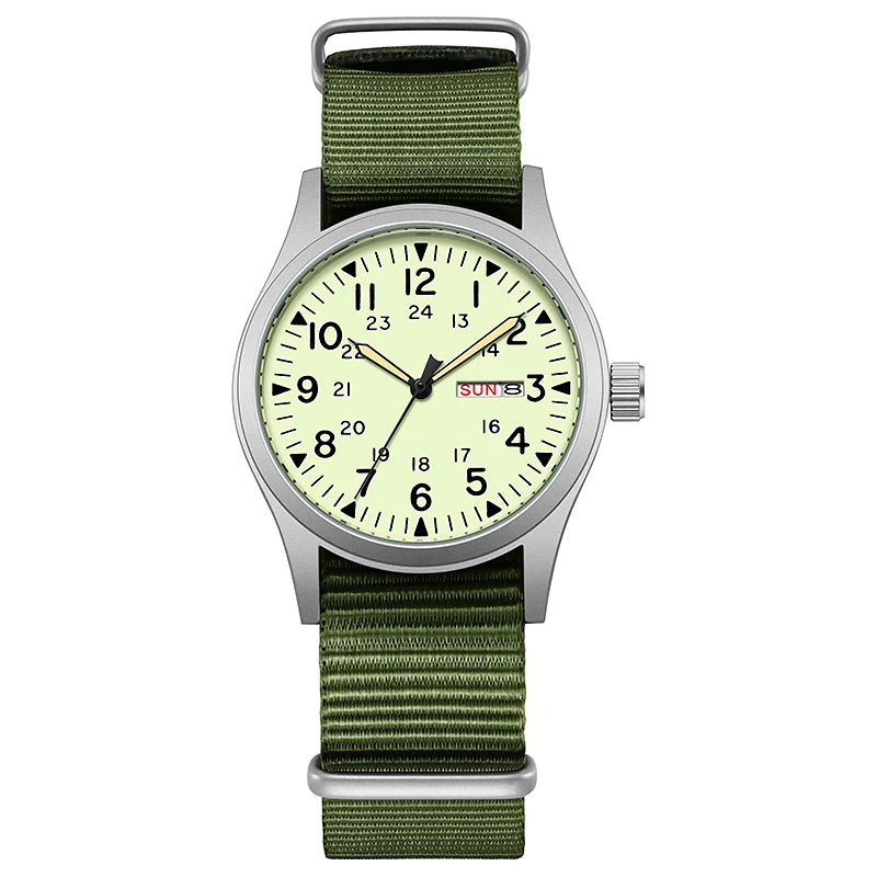 Men's 38mm Luminous Field Watch - Easy Read Arabic Numeral Dial, Durable Nylon Strap, Lightweight Everyday Watch